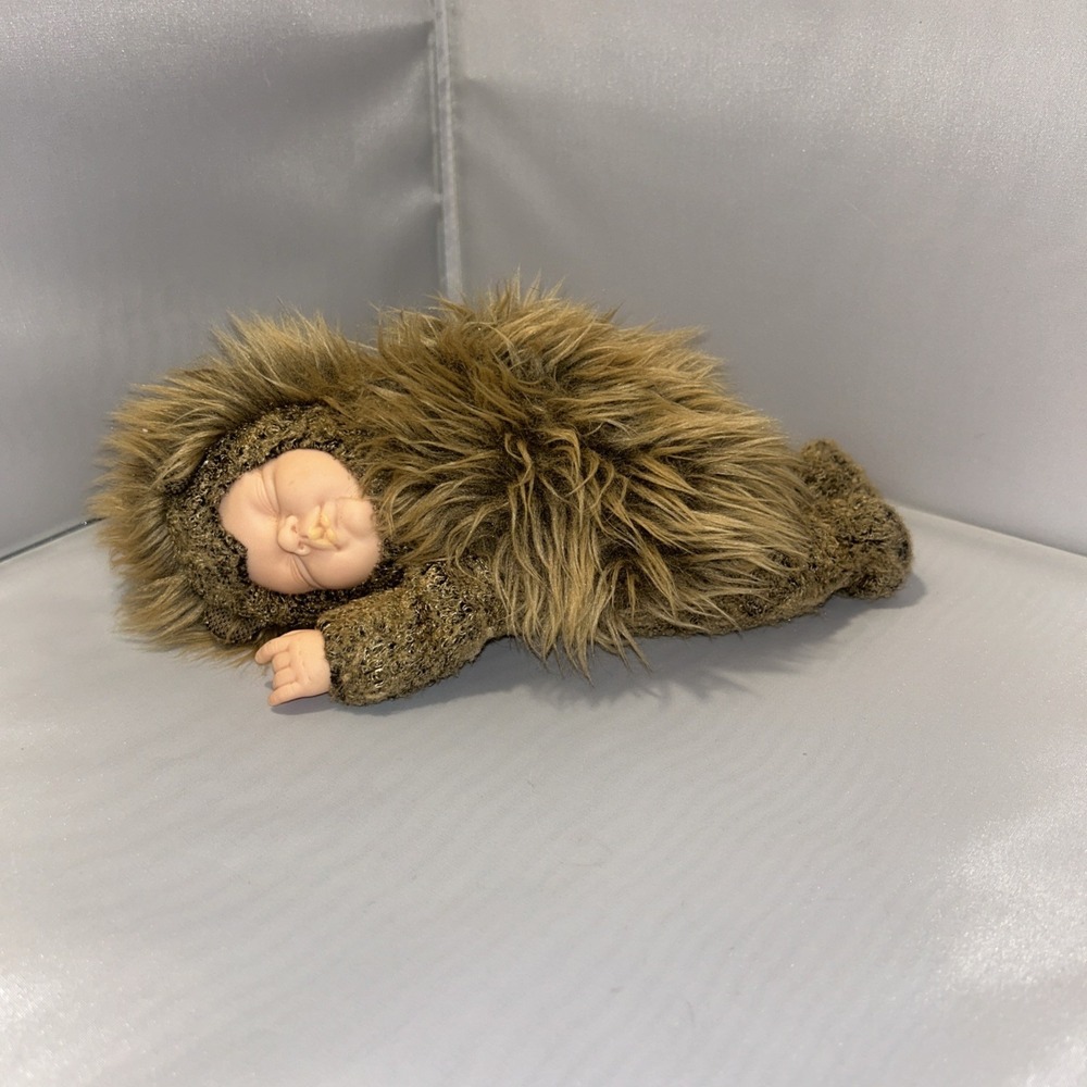Vintage Anne Geddes Hedgehog Sleeping Baby Doll Plush 9" Vinyl Collectible Toy